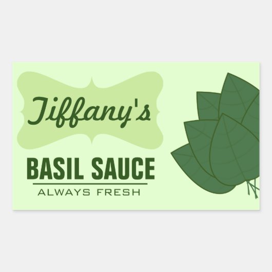 Sticker Rectangulaire Sauce de Basilic Biologique Naturelle (Devant)