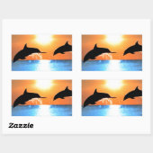 Sticker Rectangulaire Saut de dauphins (Feuille)