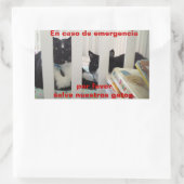 Sticker Rectangulaire Sauvez en cas d'urgence notre chat (Sac)