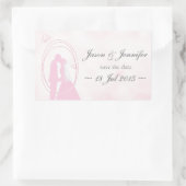 Sticker Rectangulaire "Sauvez la date" Romantique Dreamy Mariage couple (Sac)