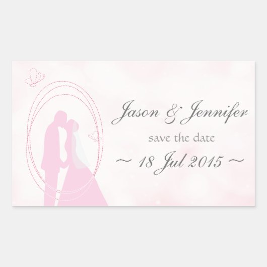 Sticker Rectangulaire "Sauvez la date" Romantique Dreamy Mariage couple (Devant)