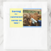 Sticker Rectangulaire Sauvez la forêt tropicale et les adorables orangs- (Sac)