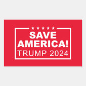 Sticker Rectangulaire Sauvez l'Amérique Trump 2024 (Devant)