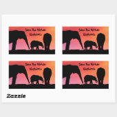 Sticker Rectangulaire Sauvez les éléphants africains (Feuille)