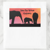 Sticker Rectangulaire Sauvez les éléphants africains (Sac)