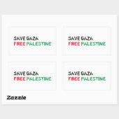 Sticker Rectangulaire Save Gaza Free Palestine noir rouge blanc (Feuille)