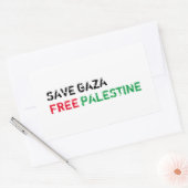 Sticker Rectangulaire Save Gaza Free Palestine noir rouge blanc (Enveloppe)