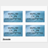 STICKER RECTANGULAIRE SAVE OUR OCEANS WAVE SURF CLIMATE CHANGE POLLUTION (Feuille)