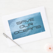 STICKER RECTANGULAIRE SAVE OUR OCEANS WAVE SURF CLIMATE CHANGE POLLUTION (Enveloppe)