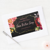 Sticker Rectangulaire Savon d'aquarelle rose or noir (Enveloppe)