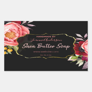 Sticker Rectangulaire Savon d'aquarelle rose or noir