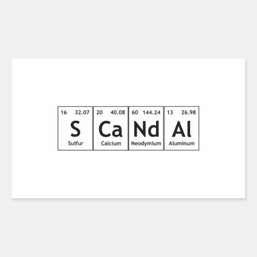 Sticker Rectangulaire SCaNdAl éléments de tableau périodique Mot Chimie (Devant)