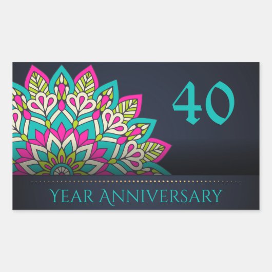 Sticker Rectangulaire Sceau d'enveloppe du 40e anniversaire (Devant)
