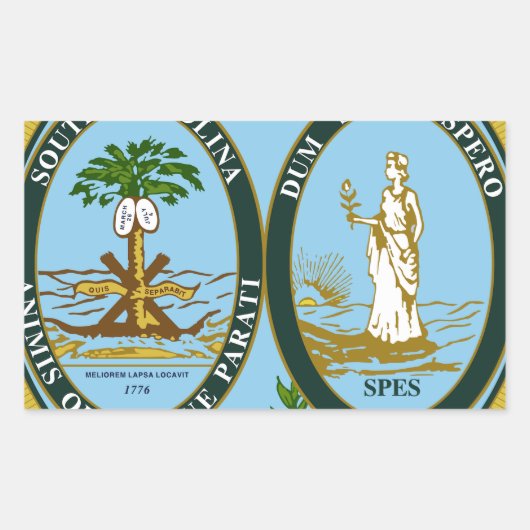 Sticker Rectangulaire Sceau d'État de Caroline du Sud (Devant)
