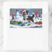 Sticker Rectangulaire Scène de Noël australienne Kelpie (Sac)