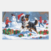 Sticker Rectangulaire Scène de Noël australienne Kelpie (Devant)