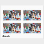 Sticker Rectangulaire Scène de Noël de bétail australien (Feuille)