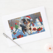 Sticker Rectangulaire Scène de Noël de bétail australien (Enveloppe)