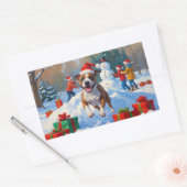 Sticker Rectangulaire Scène de Noël de Bull Terrier (Enveloppe)