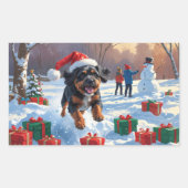 Sticker Rectangulaire Scène de Noël des Bouviers des Flandres (Devant)