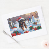 Sticker Rectangulaire Scène de Noël des Bouviers des Flandres (Enveloppe)