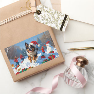 Sticker Rectangulaire Scène de Noël du berger belge