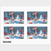 Sticker Rectangulaire Scène de Noël du Festival Basenji (Feuille)