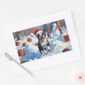Sticker Rectangulaire Scène de Noël du festival Terrier de Boston (Enveloppe)