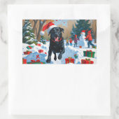 Sticker Rectangulaire Scène de Noël du Labrador noir (Sac)