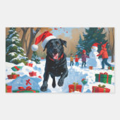 Sticker Rectangulaire Scène de Noël du Labrador noir (Devant)