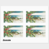 Sticker Rectangulaire Scène de Noël Hiver de neige blanche (Feuille)