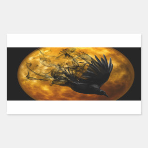 Sticker Rectangulaire Scène effrayante d'Halloween 13 Corbeau en vol
