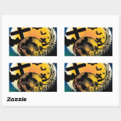 Sticker Rectangulaire Scène Halloween (Feuille)
