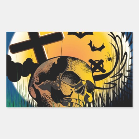 Sticker Rectangulaire Scène Halloween (Devant)