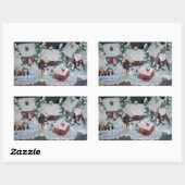 Sticker Rectangulaire Scène hivernale de vacances suédoise (Feuille)