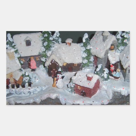 Sticker Rectangulaire Scène hivernale de vacances suédoise (Devant)