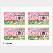 Sticker Rectangulaire Scène japonaise (Feuille)