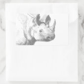 Sticker Rectangulaire Schéma de dessin au crayon Rhino Rhinoceros (Sac)