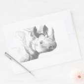 Sticker Rectangulaire Schéma de dessin au crayon Rhino Rhinoceros (Enveloppe)