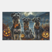 Sticker Rectangulaire Schnauzer Halloween Éffrayant (Devant)
