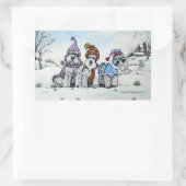 Sticker Rectangulaire Schnauzers en hiver (Sac)