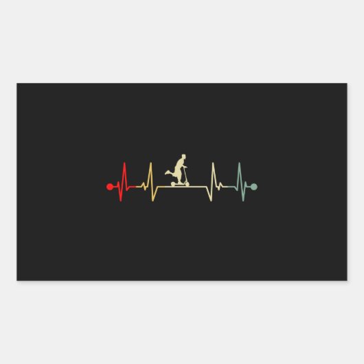 Sticker Rectangulaire Scooter Kick Scooter électrique Heartbeat Retro (Devant)