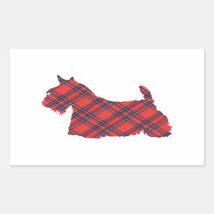 Sticker Rectangulaire Scottish Terrier Tartan Silhouette