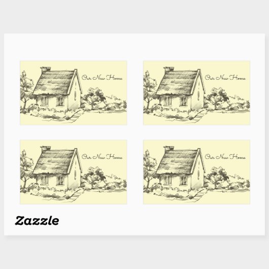 Sticker Rectangulaire Scrapbook de chalet esquissé (Feuille)