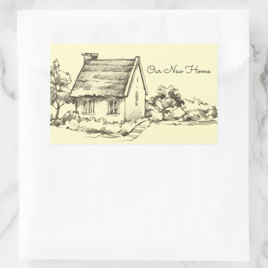 Sticker Rectangulaire Scrapbook de chalet esquissé (Sac)