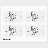 Sticker Rectangulaire Script Love & Merci sur Marbre Blanc (Feuille)