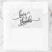 Sticker Rectangulaire Script Love & Merci sur Marbre Blanc (Sac)