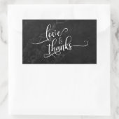 Sticker Rectangulaire Script Love & Merci sur Marbre Noir (Sac)