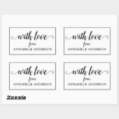 Sticker Rectangulaire Script Noir Rustique Moderne Élégant Avec Amour De (Feuille)