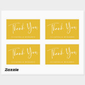 Sticker Rectangulaire Script personnalisé Merci de Mariage jaune moderne (Feuille)